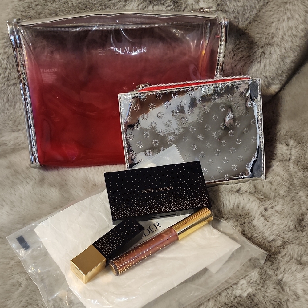 Estée Lauder Cosmetic Bag Set with Lip Gloss